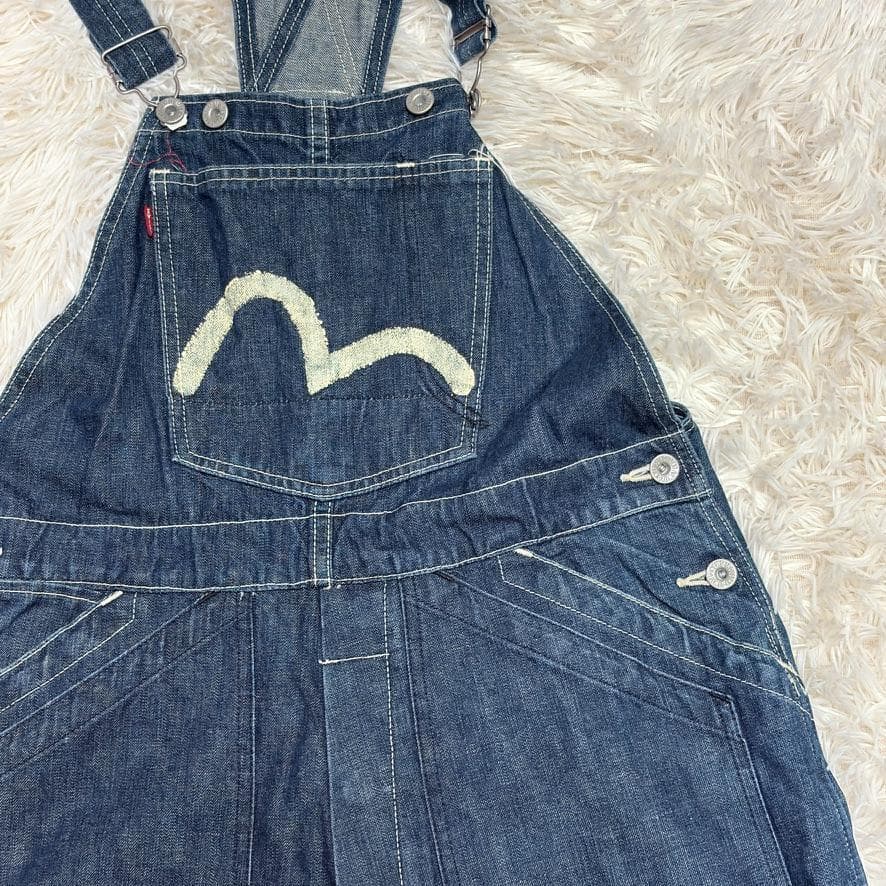 1点もの　希少　EVISE　完売品　オーバーオール　W32 濃紺　デニム