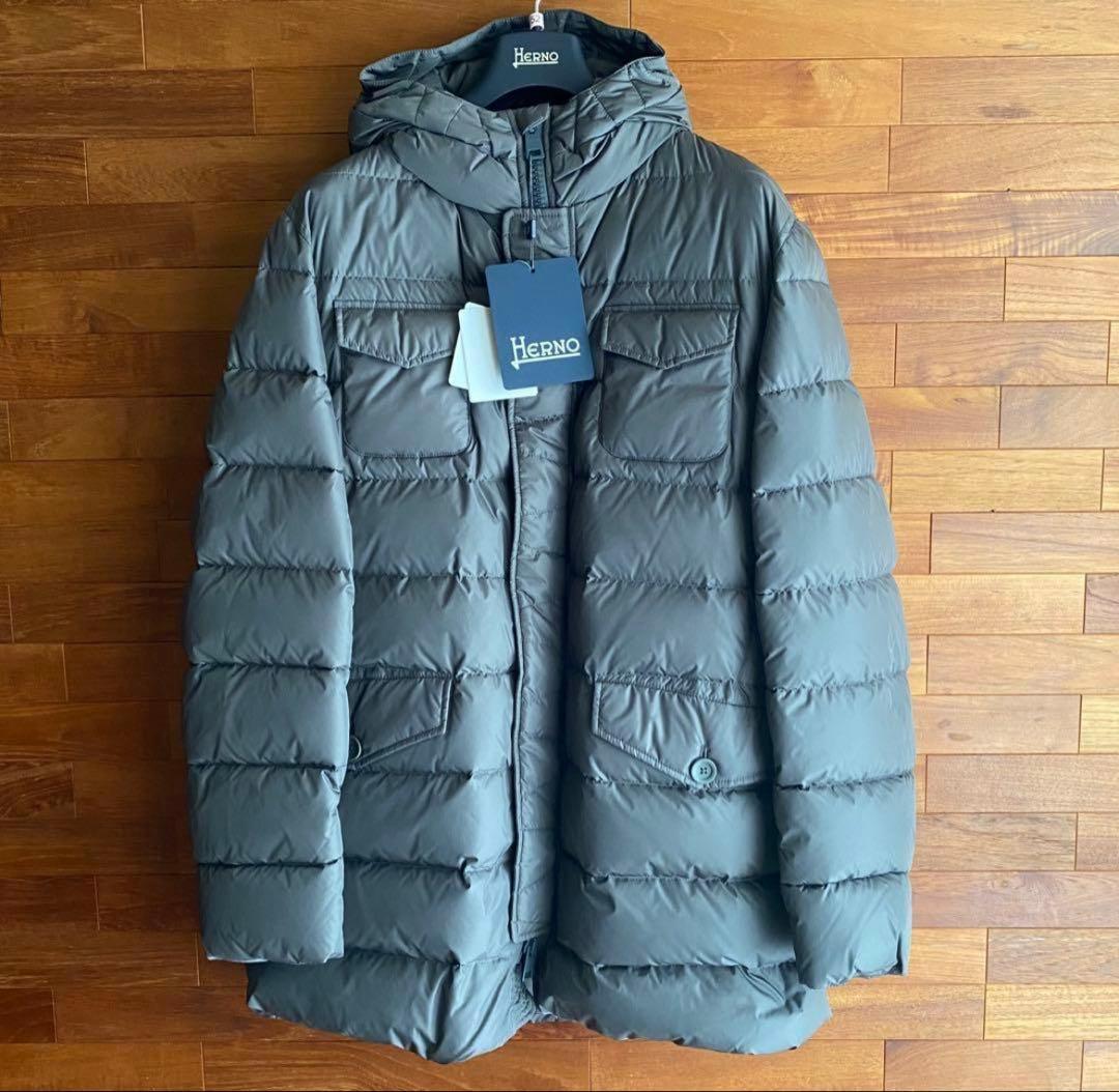 新品　未使用【HERNO】ヘルノ 4ポケット ダウンコート グレー サイズ52