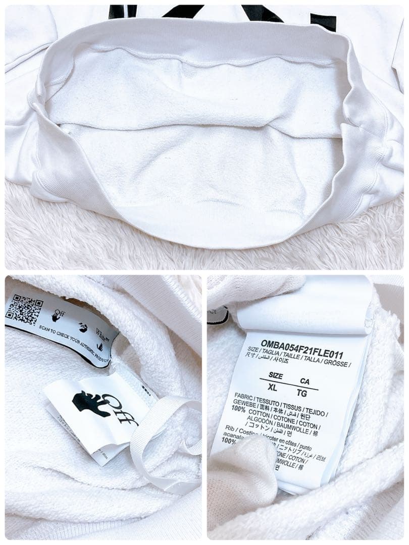 オフホワイト　バックアロー　プリント　スウェット　トレーナー　XL