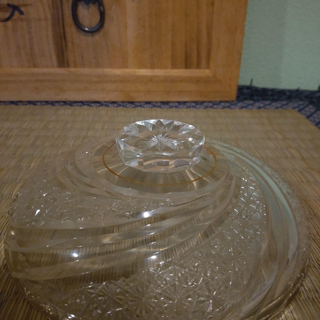 須田秀石　茶懐石用　江戸切子　金彩外蓋葉物碗揃　六客セット