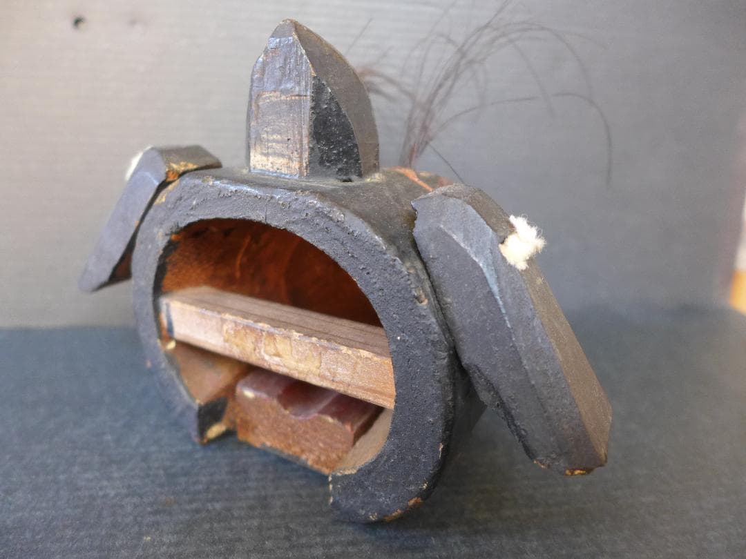 明治大正期頃　獅子頭　一刀彫り　木彫　魔除け　厄除け レトロ　アンティーク　骨董