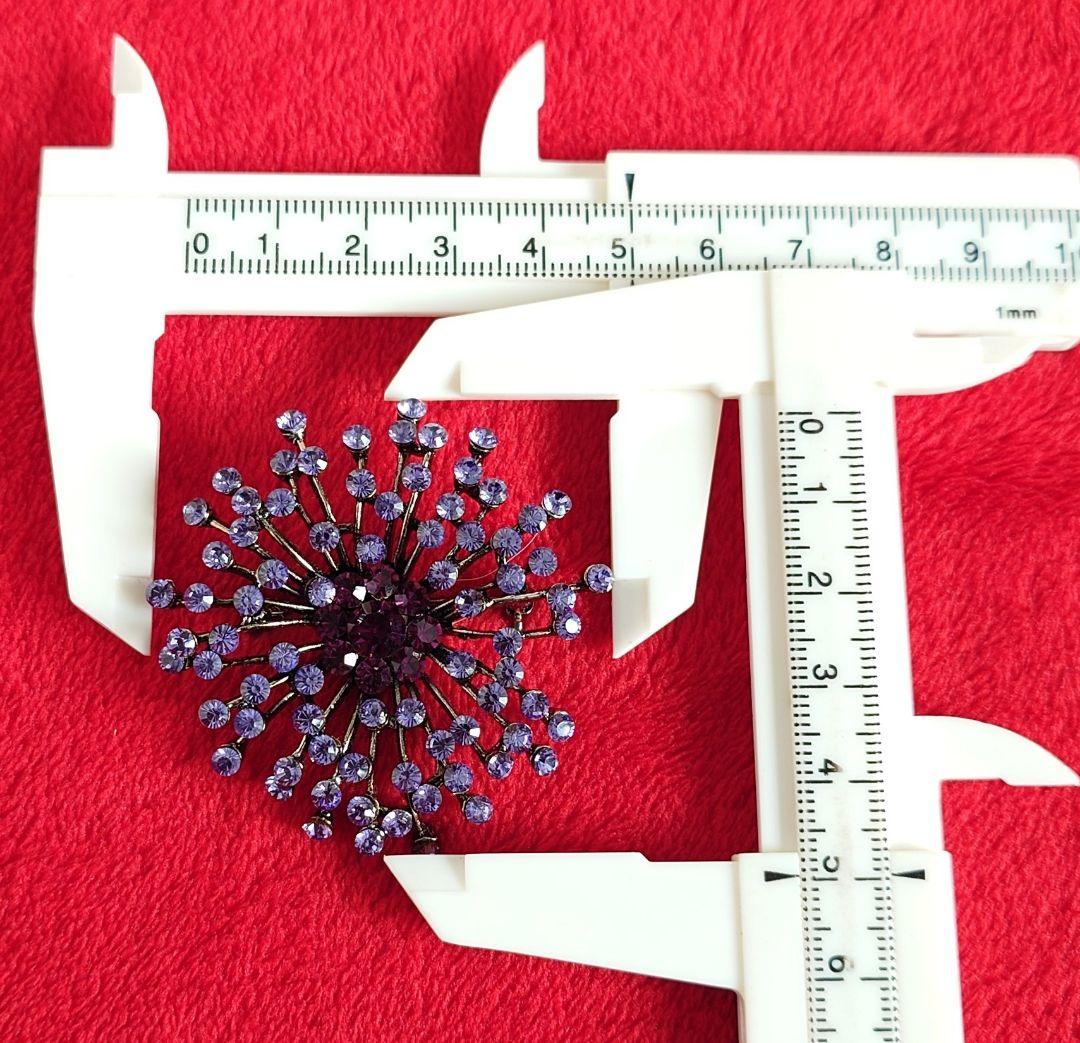 ブローチ兼ペンダント 1960年代 パープル 硝子装飾花 E74 E72 D70