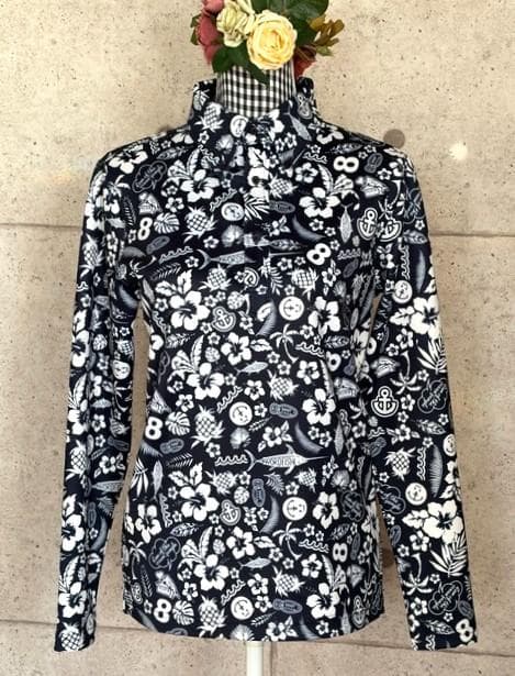 ☆ムータmuta MARINE　ゴルフメンズ総柄ランダムロゴ　長袖ポロシャツ