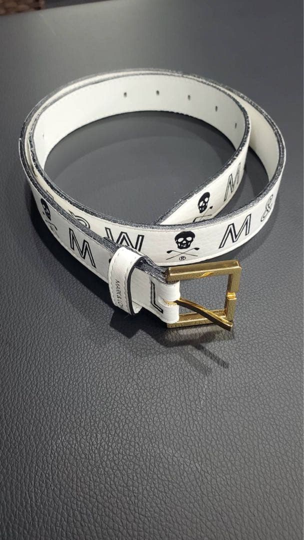 MARK & LONA ホワイト スカル ベルト L