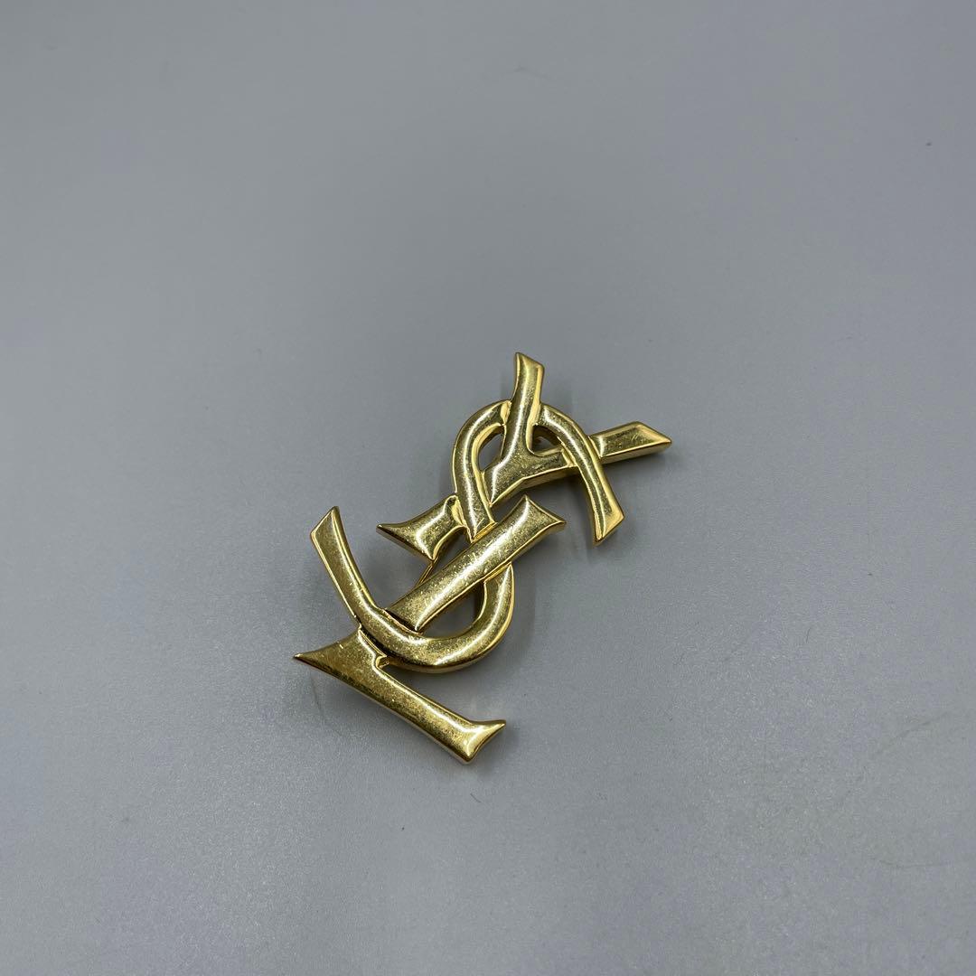 227イヴサンローラン　YSL ゴールドロゴブローチ