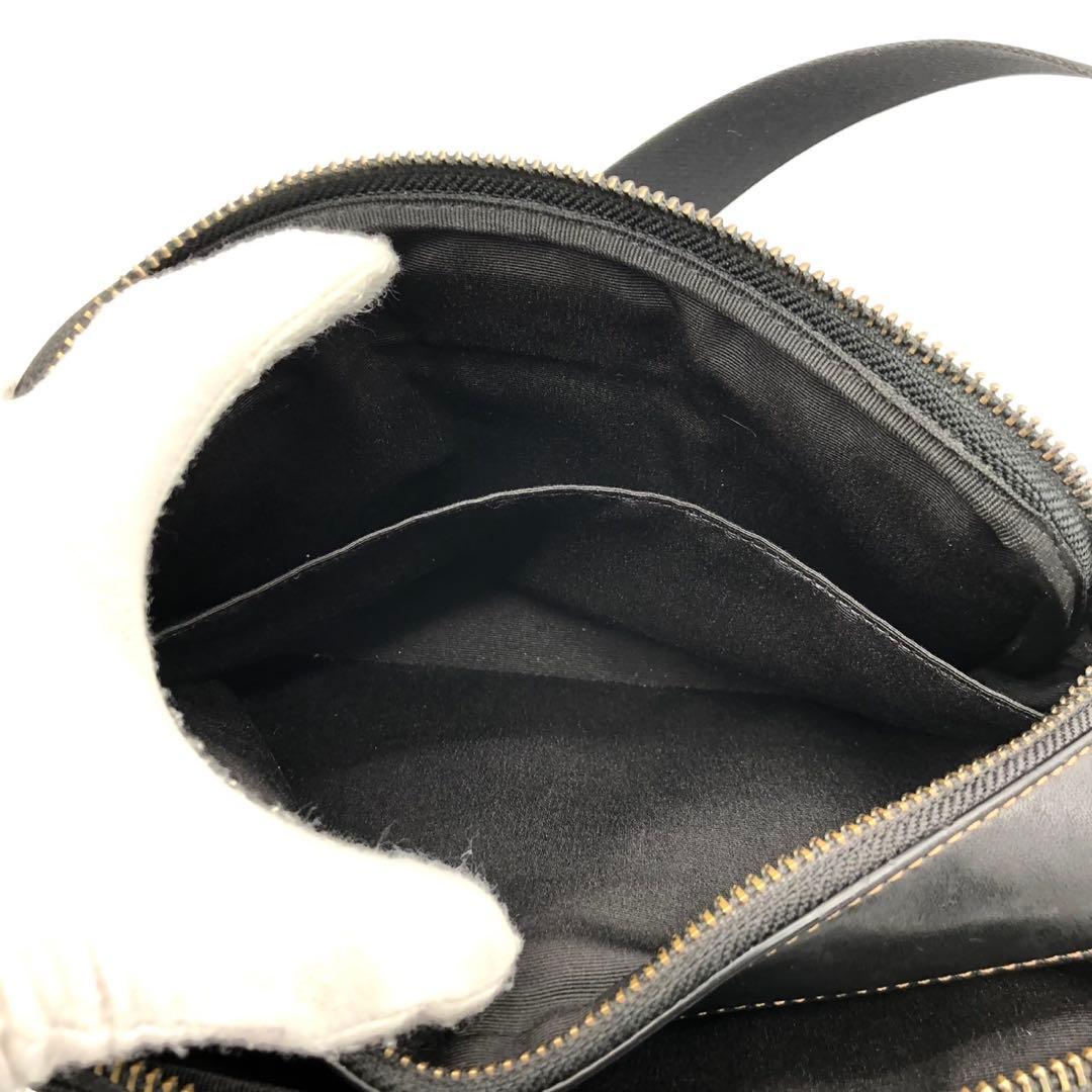 【美品】コーチ ショルダーバッグ グラハム ダブルファスナー レザー ブラック