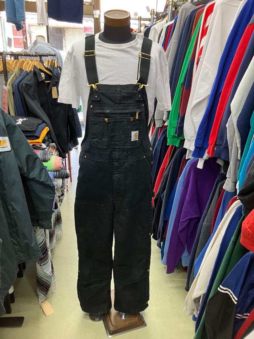 carhartt BLACKオーバーオール　ダブルニー仕様　W38Ｌ30