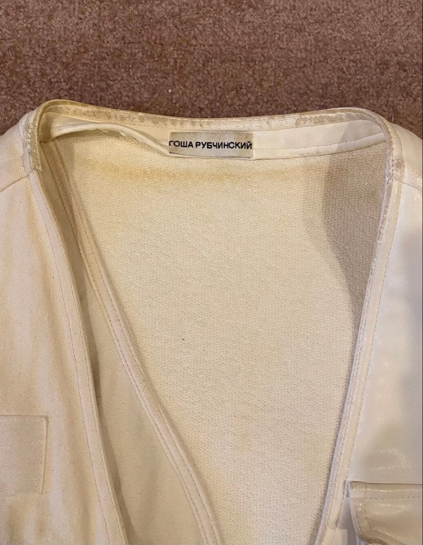 gosha rubchinskiy S 切り替え素材 コンボベスト レザー