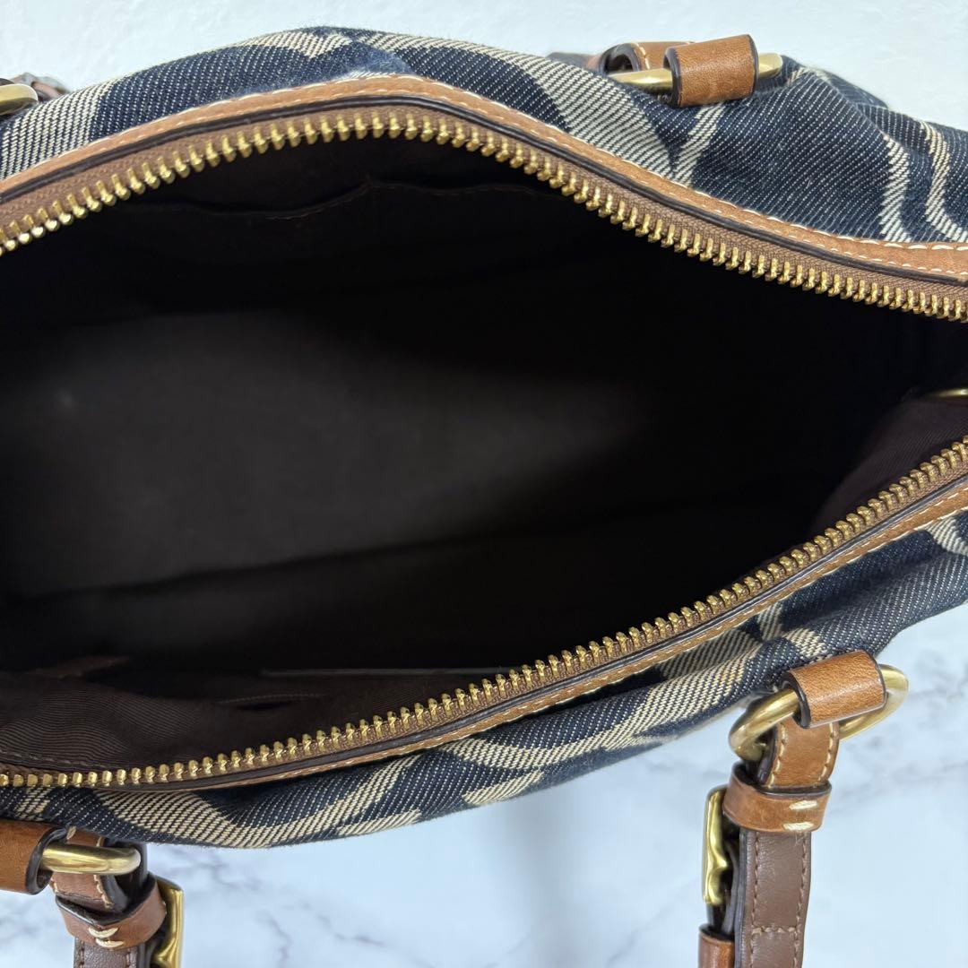 バッグ Coach Signature Denim mini boston bag
