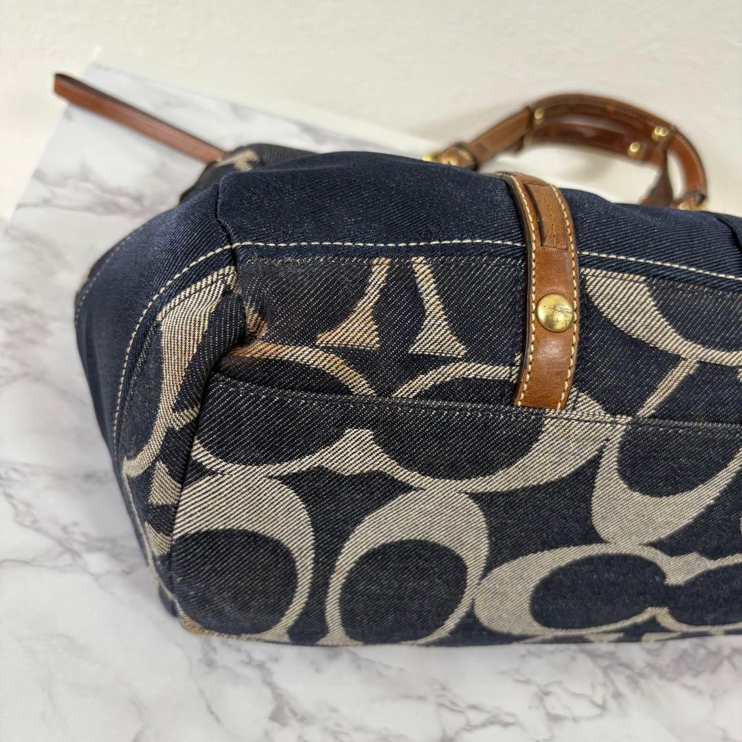 バッグ Coach Signature Denim mini boston bag