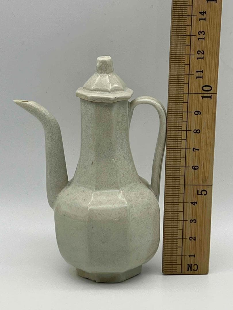 宋時代　青白磁 湖田窯水注　蓋付き 影青執壺　水注　水指　水差し(F-99)