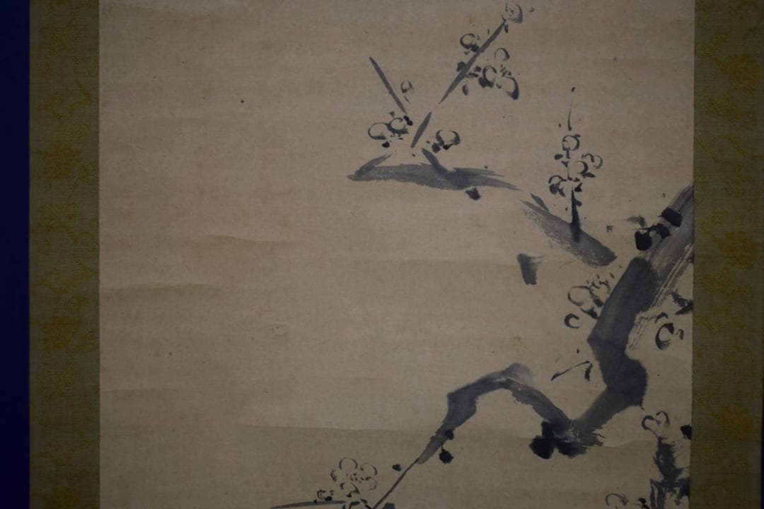 真作/狩野常信/梅花水仙図/布袋屋掛軸HH-912