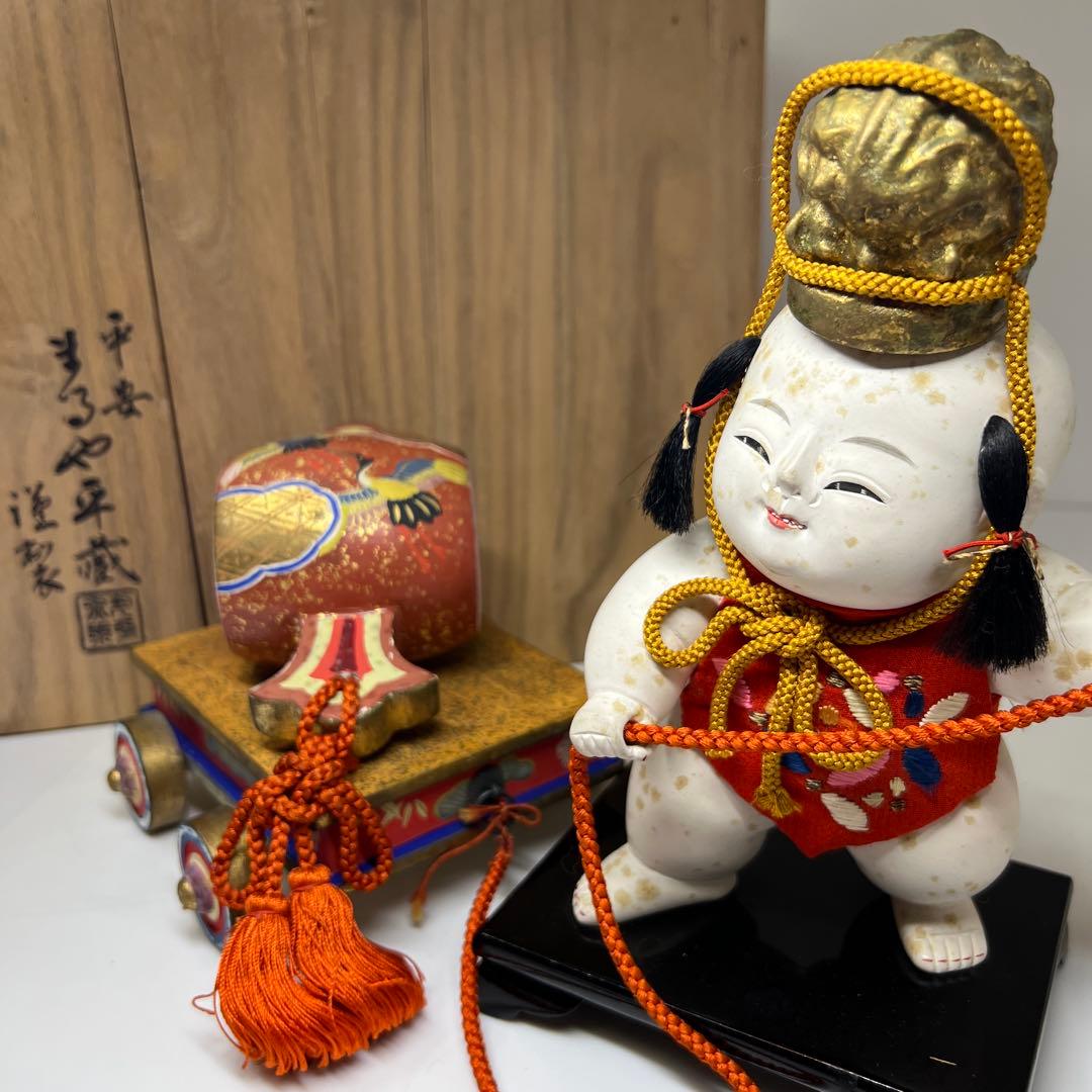 平安まるや平蔵　御所人形槌車引　共箱　東Y7-0603⑥タニチ