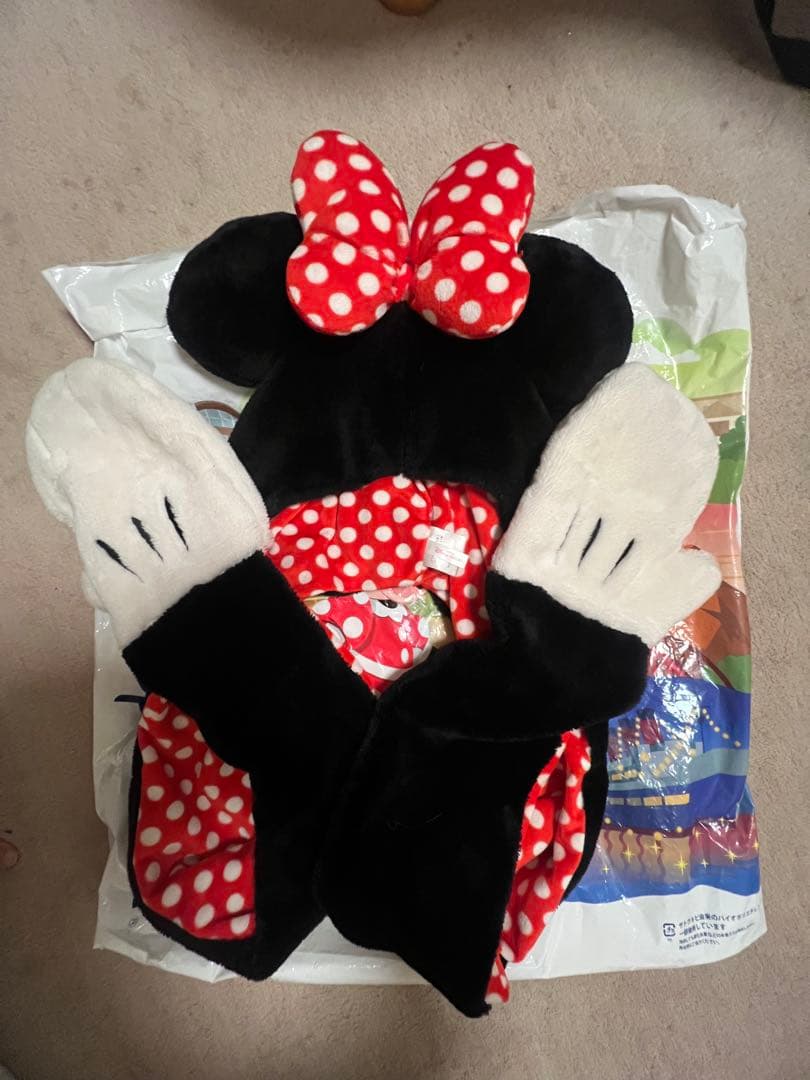 ミニーマウス フリースキャップ 手袋付き