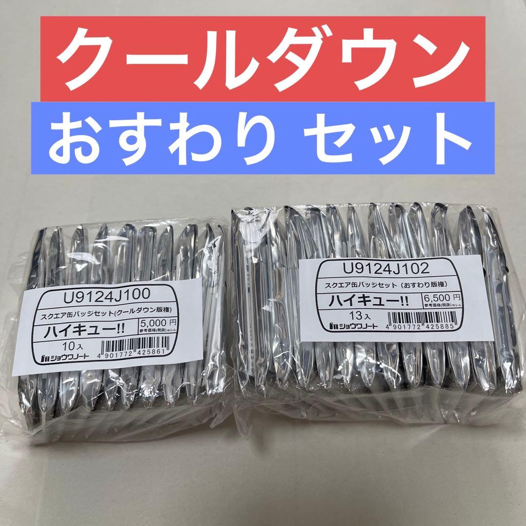 ハイキュー スクエア缶バッジ クールダウン おすわり 2種コンプリートセット