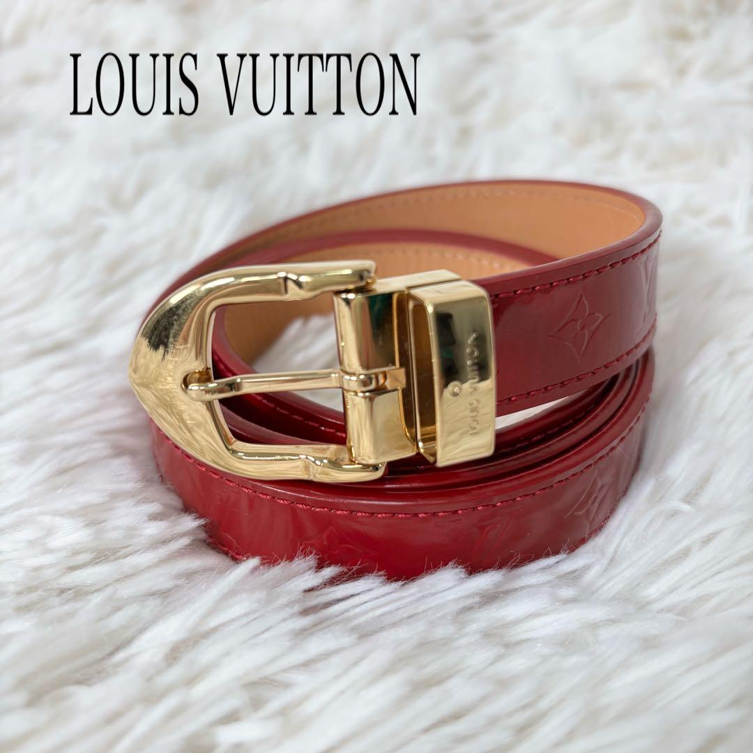 【正規品】ルイヴィトン　ベルト　モノグラム　ヴェルニ　エナメル　赤