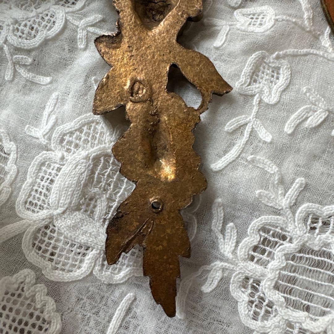 フランスアンティーク　オルモル装飾パーツ　リボンモチーフ　レリーフ