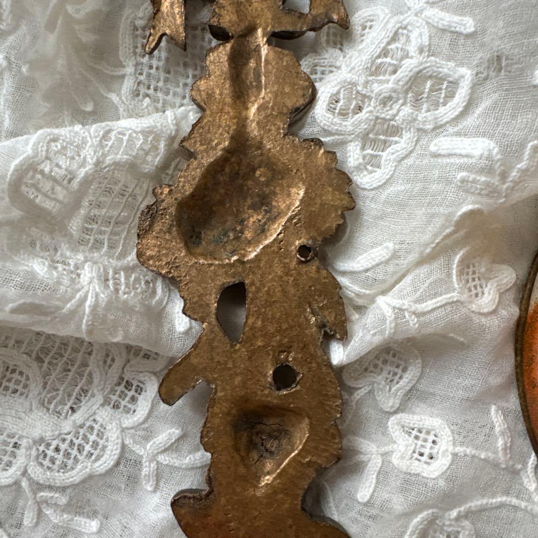 フランスアンティーク　オルモル装飾パーツ　リボンモチーフ　レリーフ