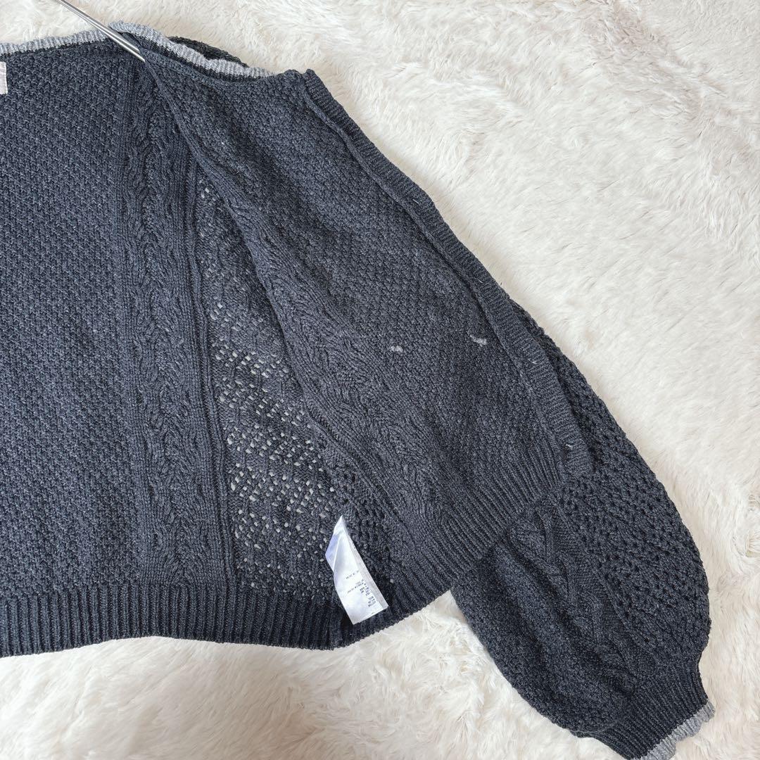 TSUHARU サマンサモスモス かぎ針お花モチーフ付きニットカーディガン