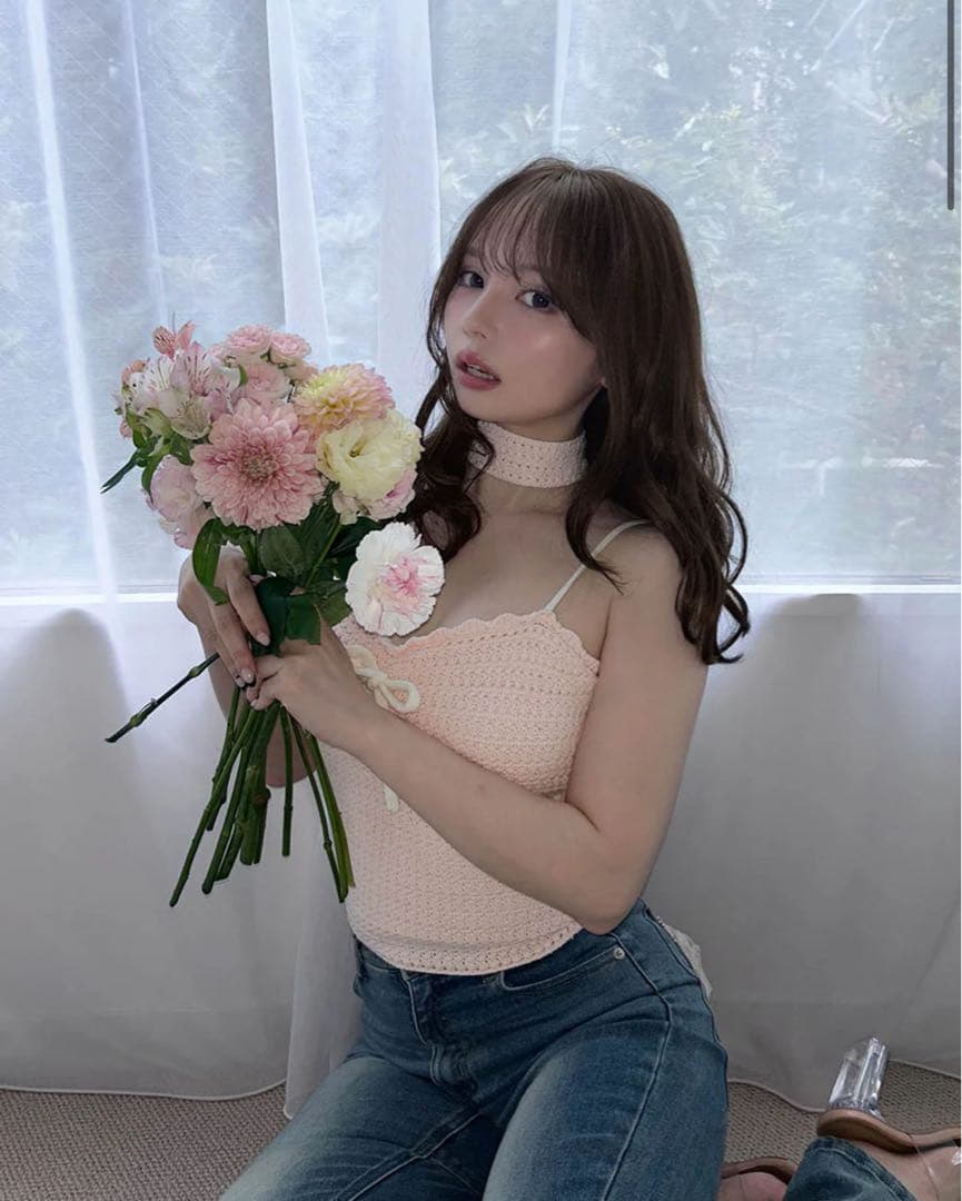 トップス andmary Sui ribbon tops pink