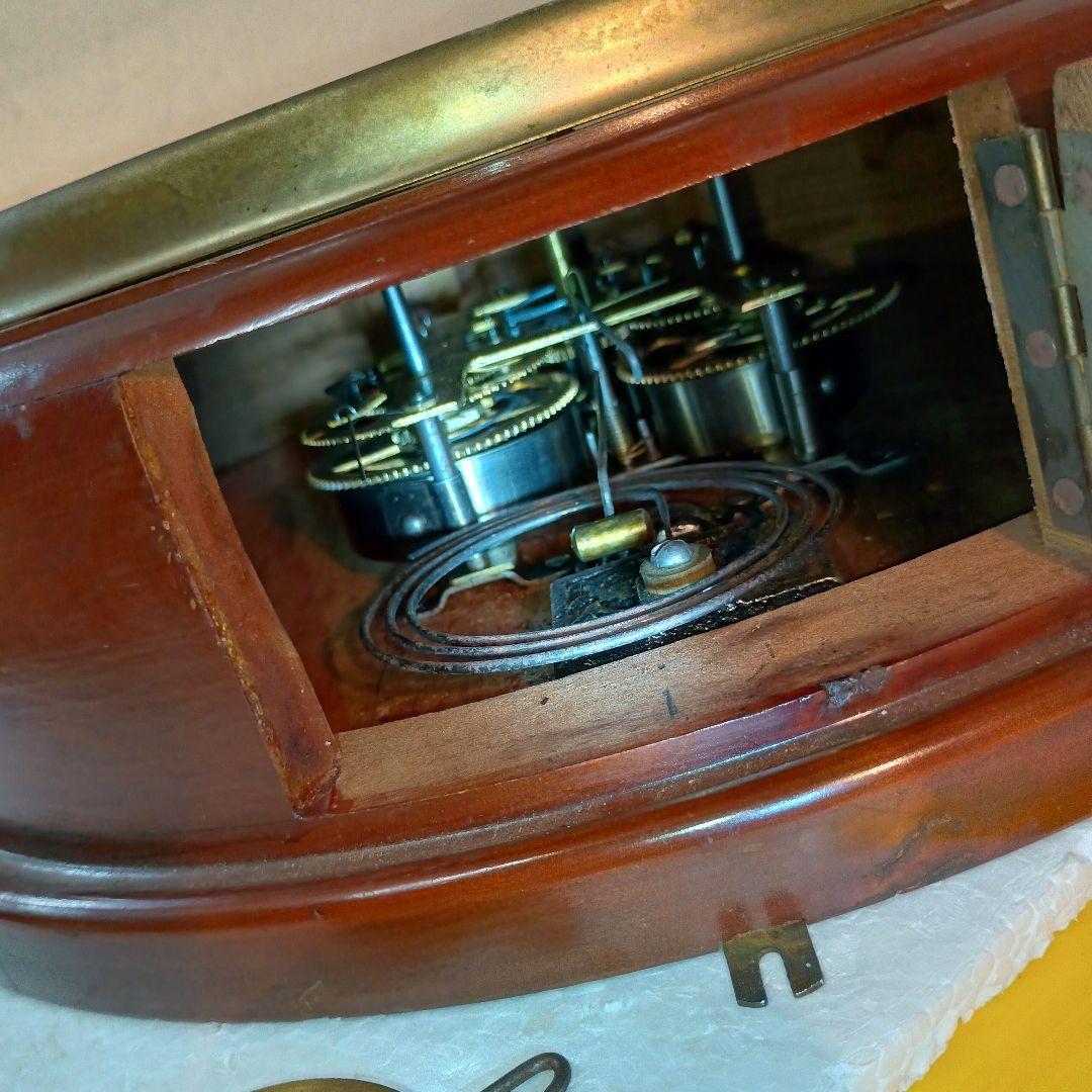 アンティーク　レトロ　★Meiji ★丸時計【毎日新聞社】掛時計　ネジ巻き欠損