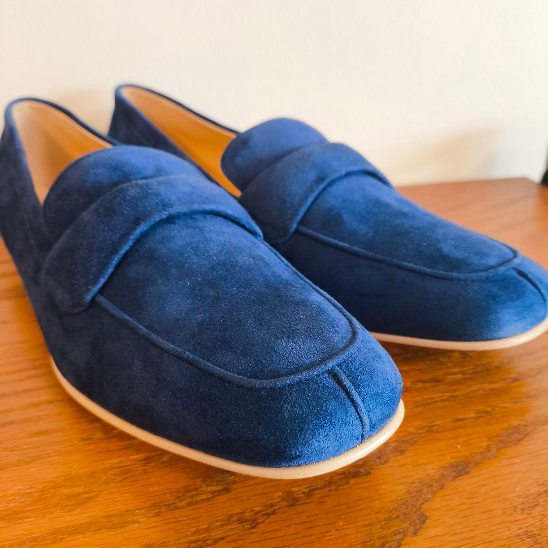 meGU　トッズ　レディース　ローファー　スウェード　ブルー　38 1/2