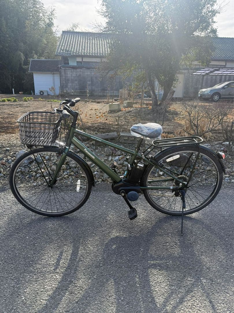 オリーブグリーン シティサイクル 前面バスケット付き