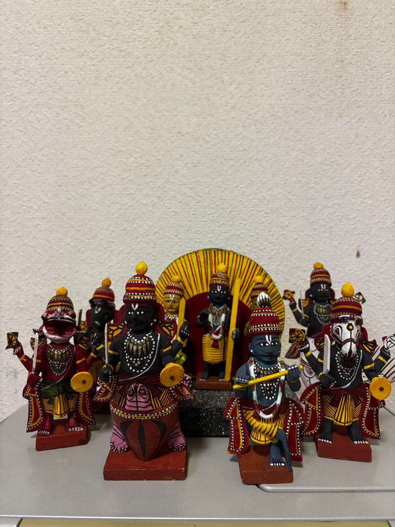 インド神話 ヴィシュヌ神 化身像 7体 木彫り 縁起物 セット