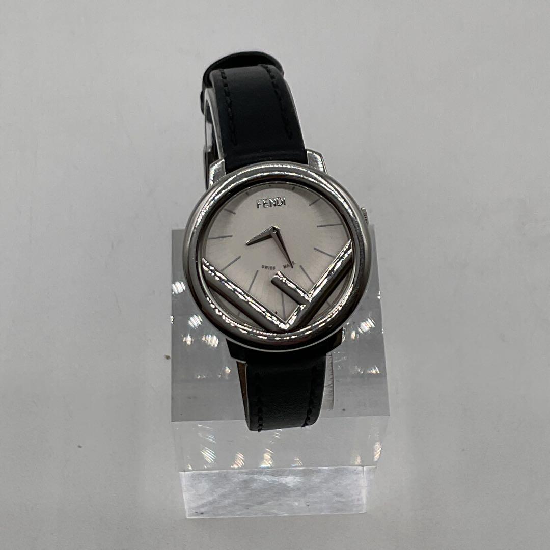 フェンディ QZ/SS 革ベルト 腕時計 シルバー ブラック 不動品