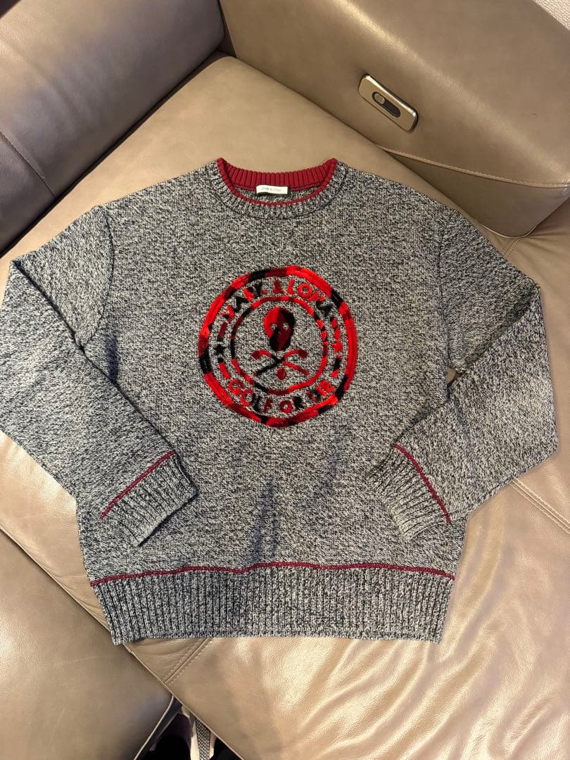 マーク&ロナ Lサイズ セーター グレー/レッド