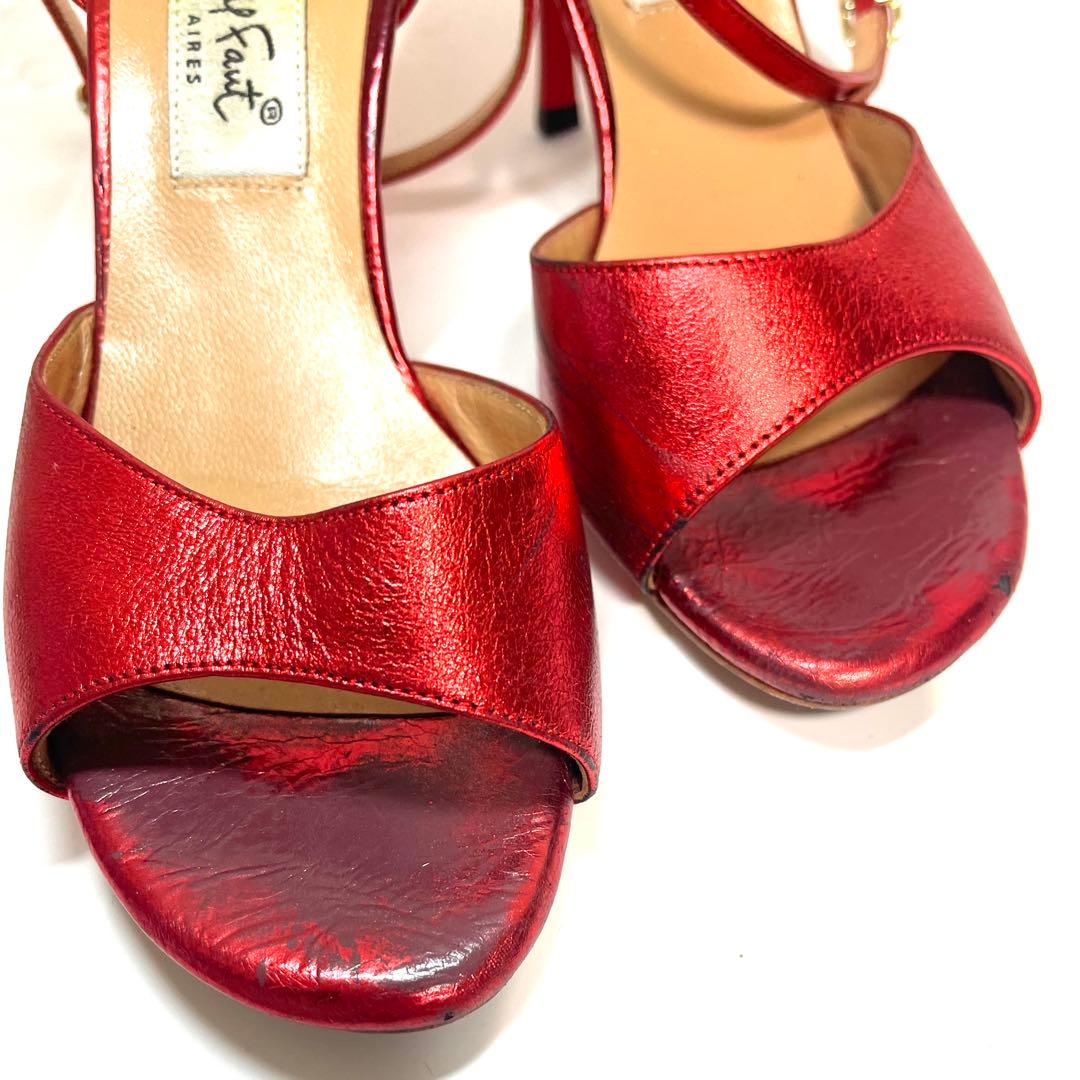 アルゼンチンタンゴシューズコムイルフォー 36レッドメタリックヒール8.5cm