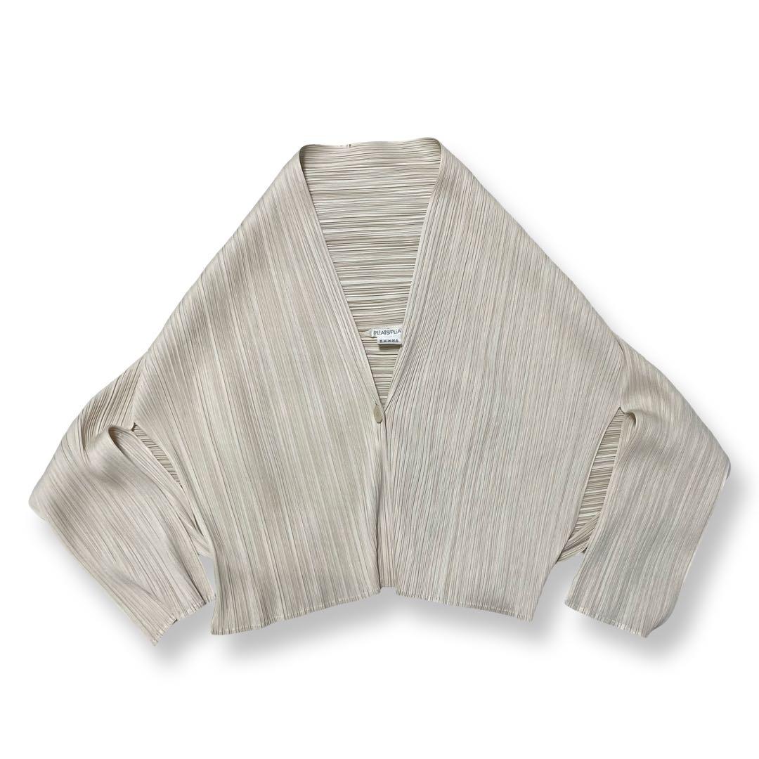 イッセイミヤケ カーディガン　プリーツプリーズ　ホワイト　3 PP63