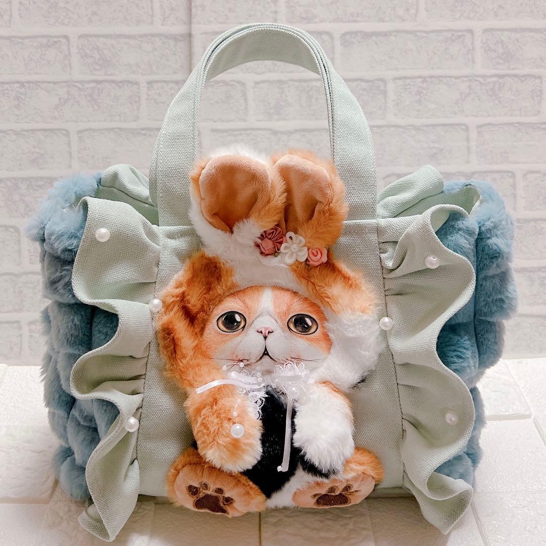 コヤンイサムチョン ヒョウ柄 猫 フリルトートバッグ うさ耳