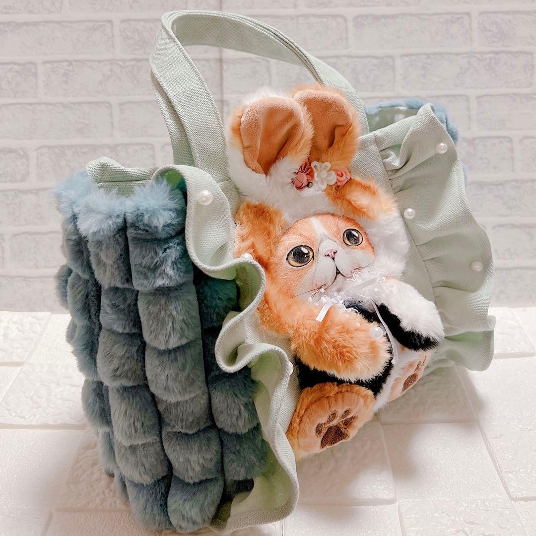 コヤンイサムチョン ヒョウ柄 猫 フリルトートバッグ うさ耳