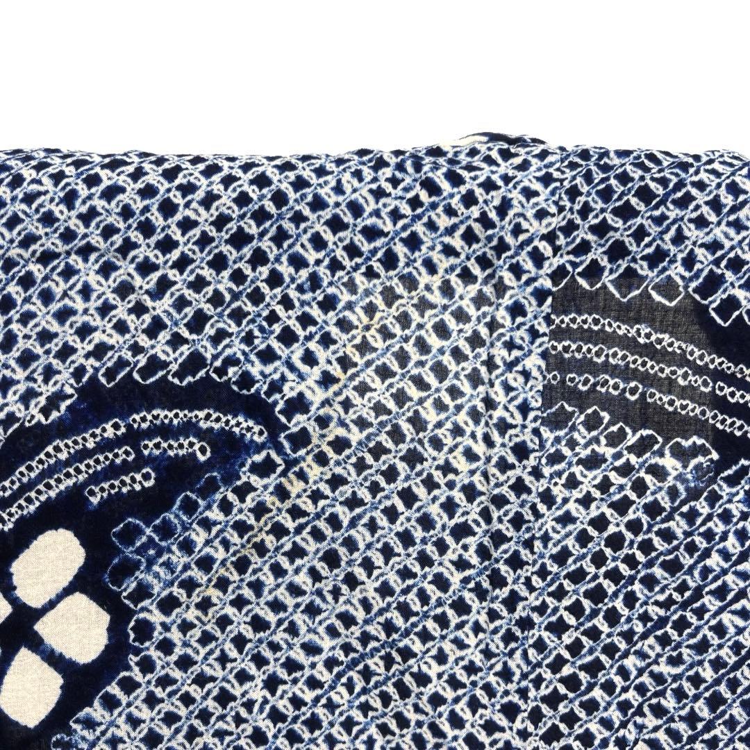 浴衣　有松鳴海絞り　花模様　小花　波　渦巻き　着物　033a d