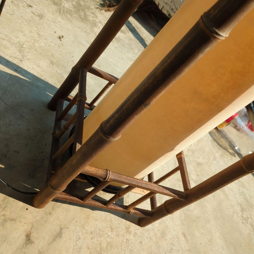 レトロ　照明　竹製円筒形ランプシェード