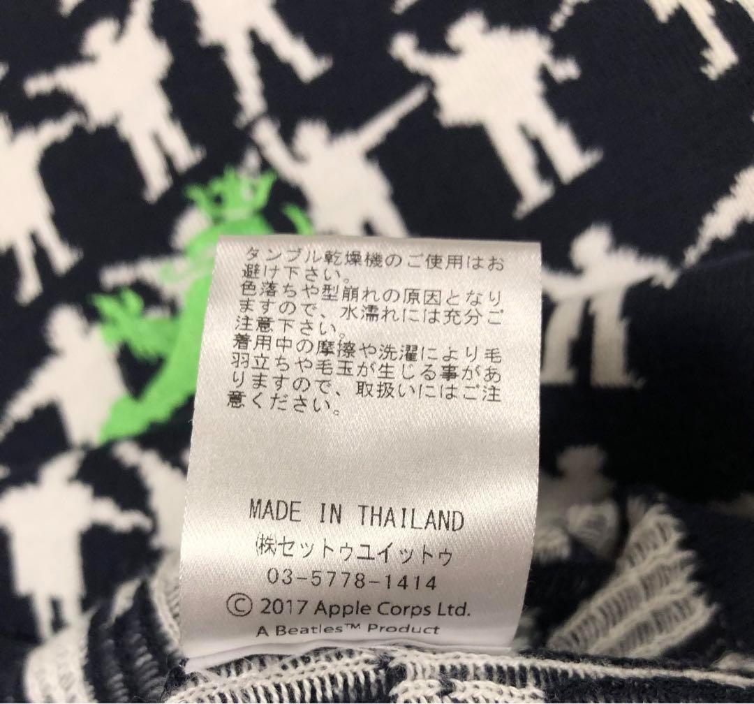 アドミラルゴルフ ビートルズ コラボ ニット ブラック 総柄 Lサイズ