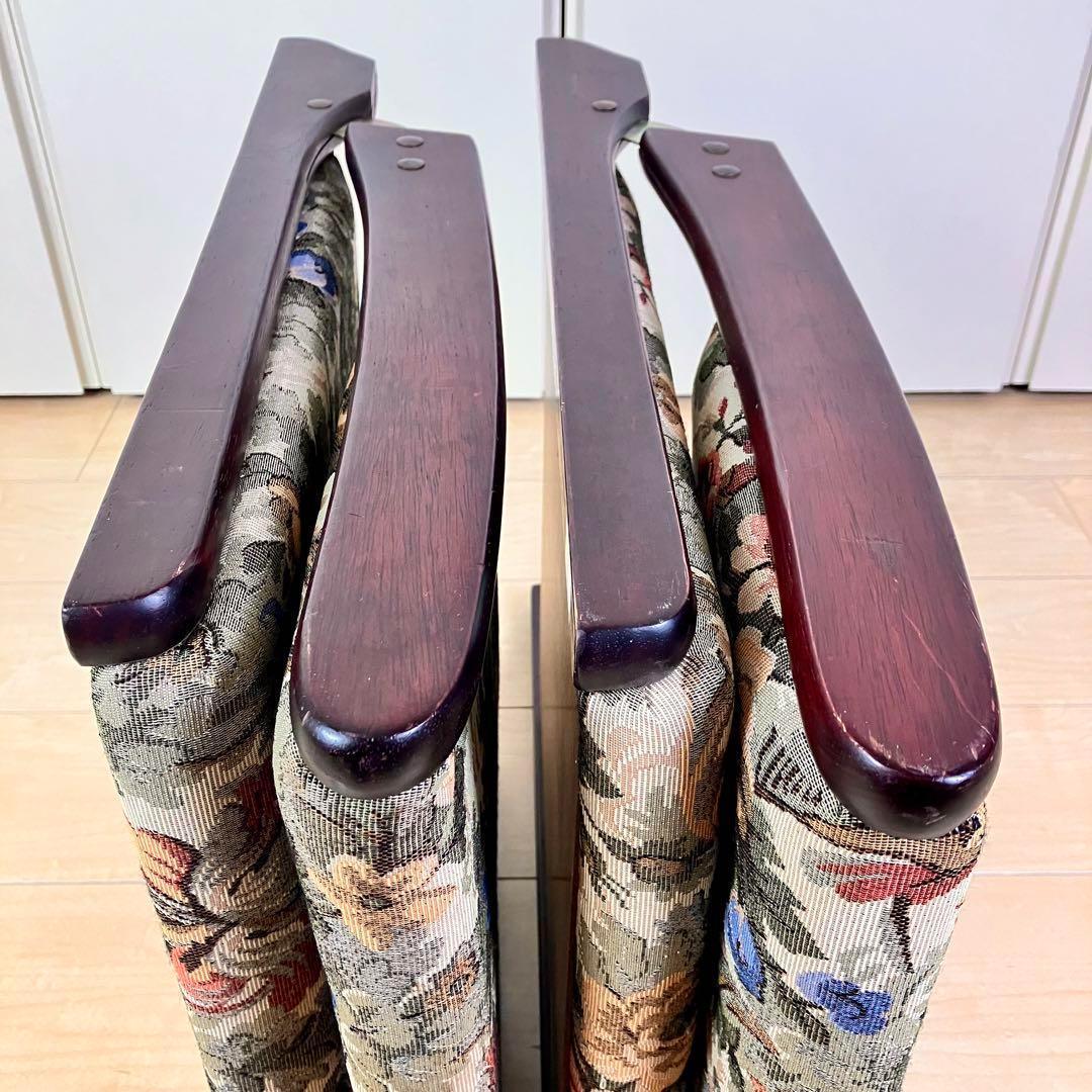 ナカムラ　天然木座椅子 2台セット　ゴブラン織り　花柄　ベージュ系　耐久性