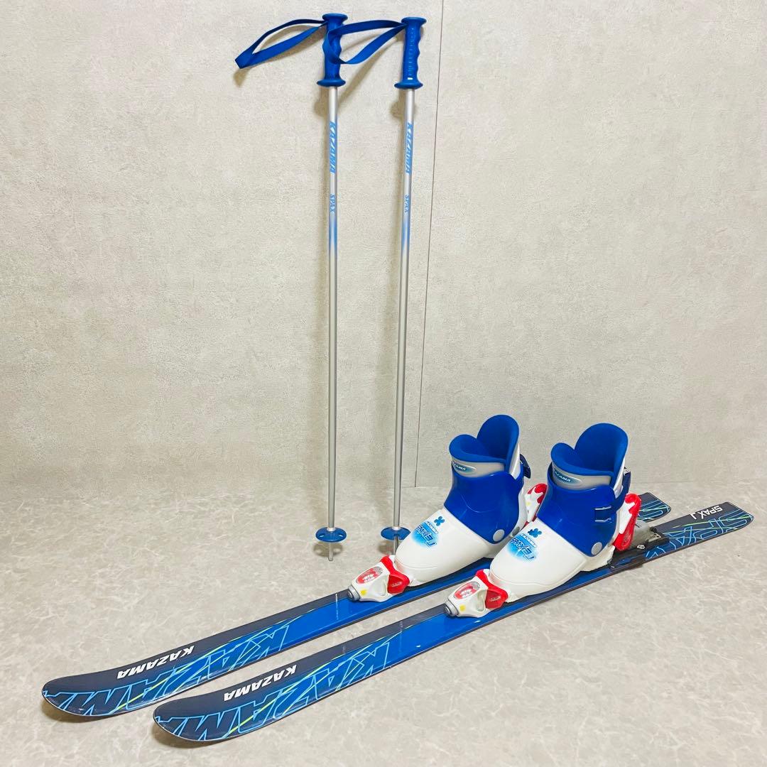 KAZAMA 子供用 スキー 4点セット ブーツ 板 ストック 120 22