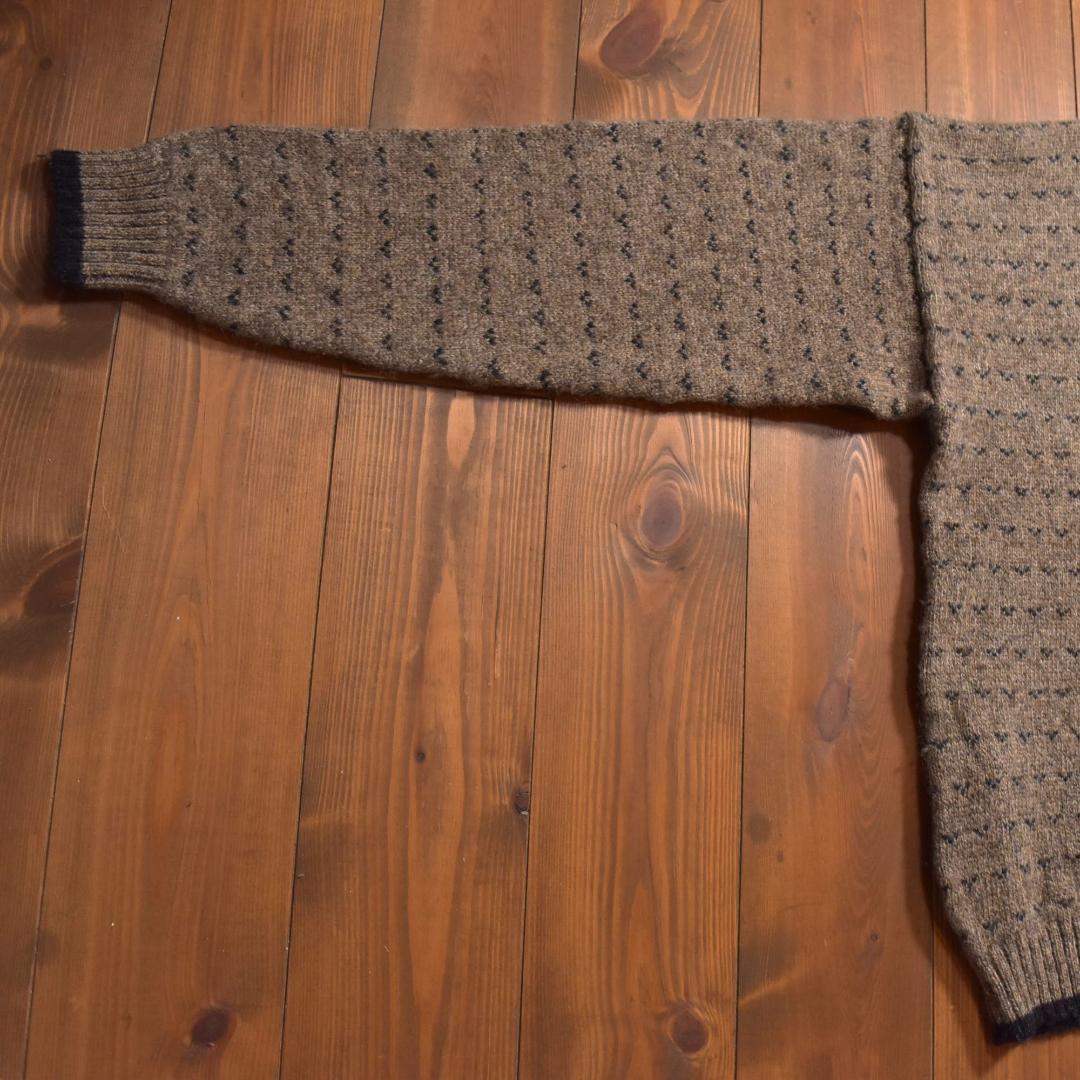 Woolrich バーズアイニットセーター クルーネック ブラウン