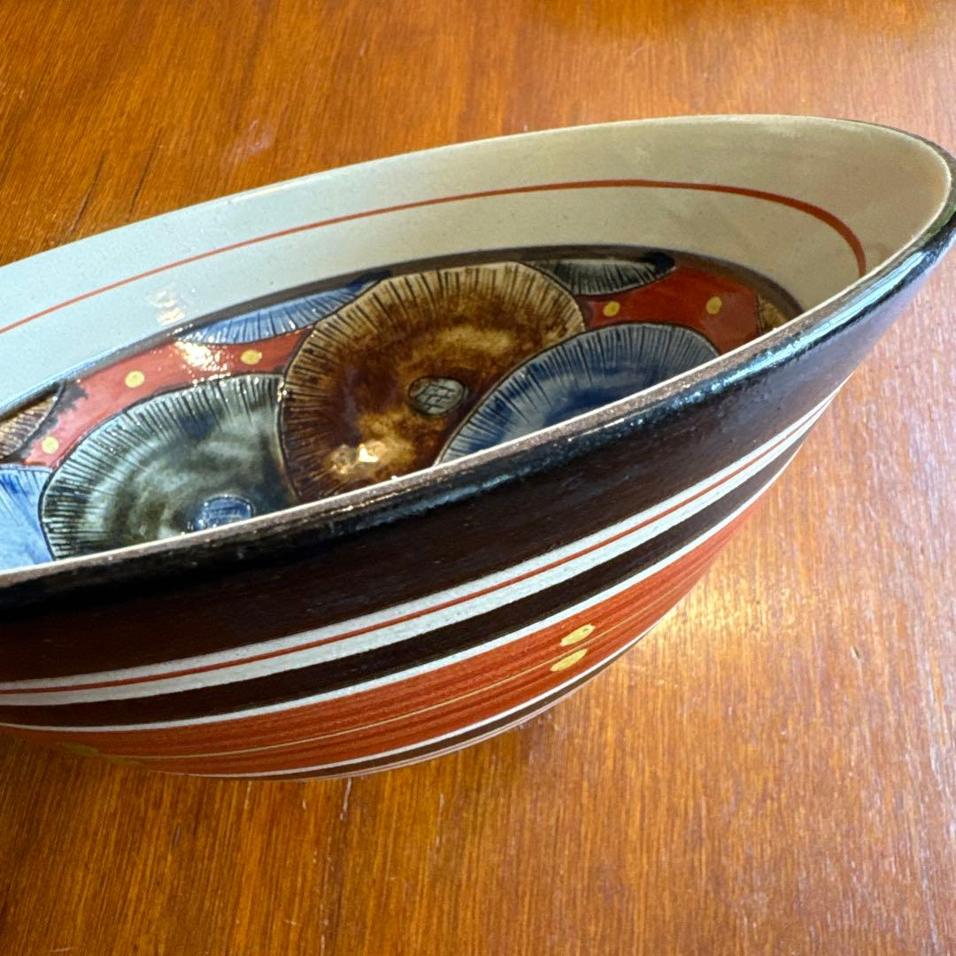 壺屋焼.小橋川太郎.赤絵の深鉢.新品未使用