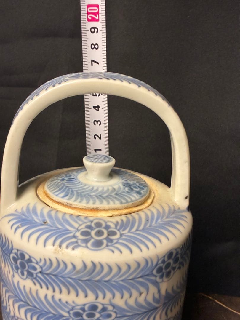 染付 花唐草 水注 水次 煎茶道具 A-25