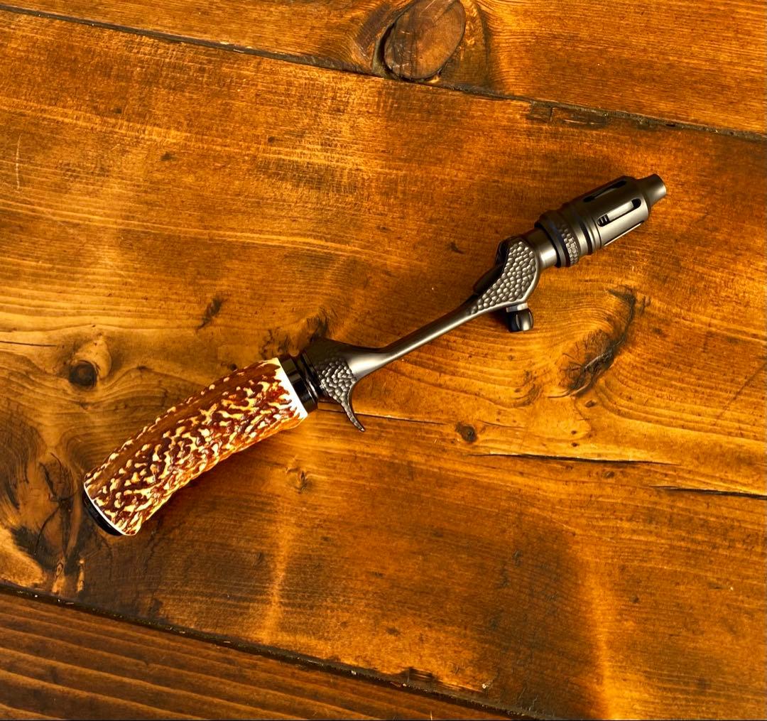 ガングリップ　ブラック　鹿の角グリップ　ハンドメイド　渓流釣り　トラウトロッド