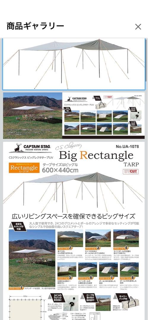 CAPTAIN STAG タープ UA-107B 600x440cm