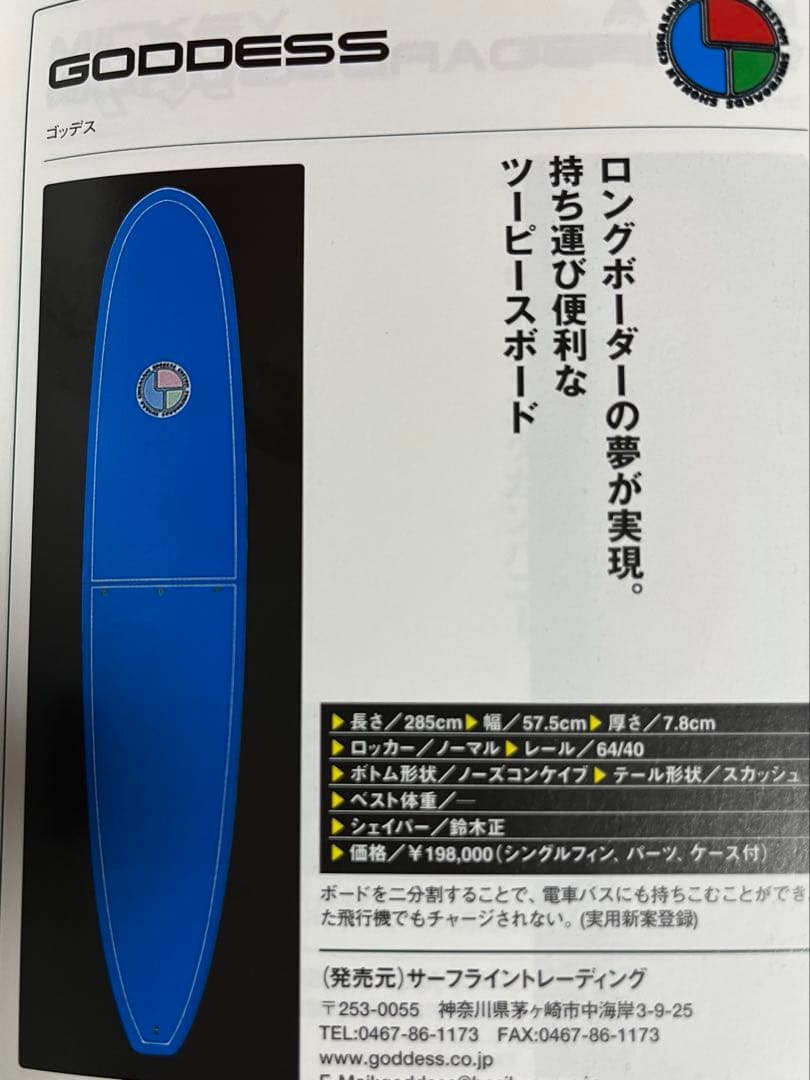 【電車バス持込可】ゴッデス ツーピース ロングボード9'4