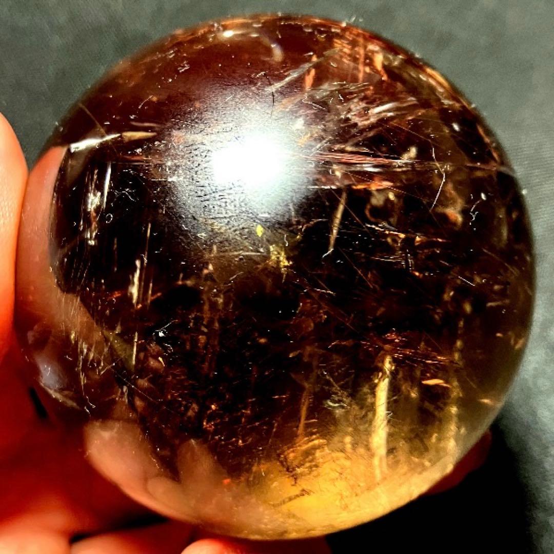 超大玉　64mm ゴールドルチルクォーツ　金針水晶　パワーストーン