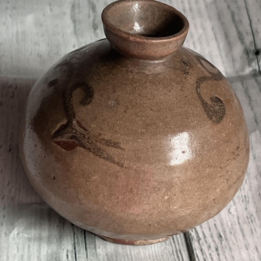 李朝　高麗　前期　徳利　花瓶　鉄絵