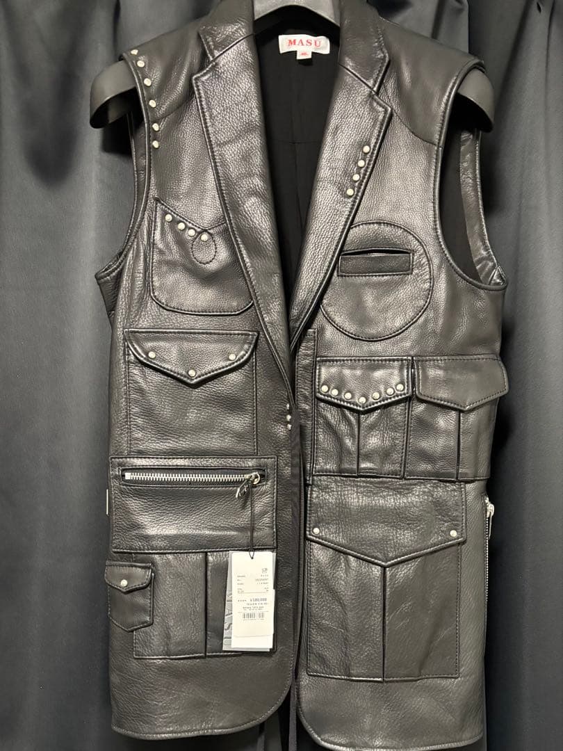 【定価198,000円】MASU レザーベスト　サイズ46