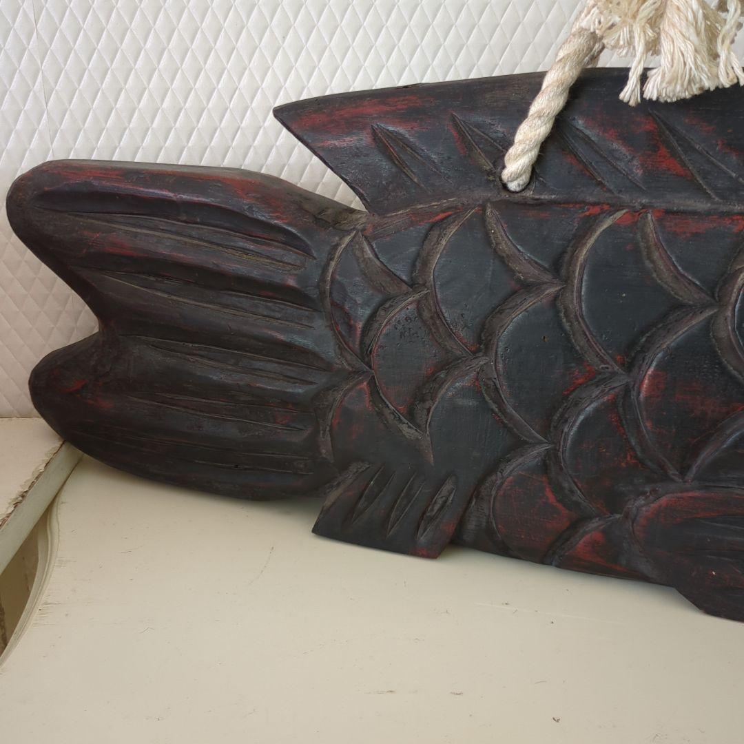 骨董 魚型 木魚 魚鼓 魚板 木彫 茶道具 漆器ディスプレイ 木製 木彫