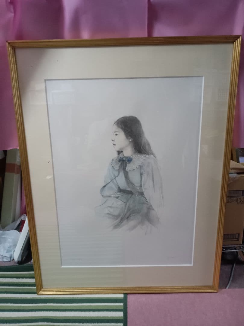 藤井勉作　手彩色リトグラフ　(希望)　額付　EA版　作者サイン有り